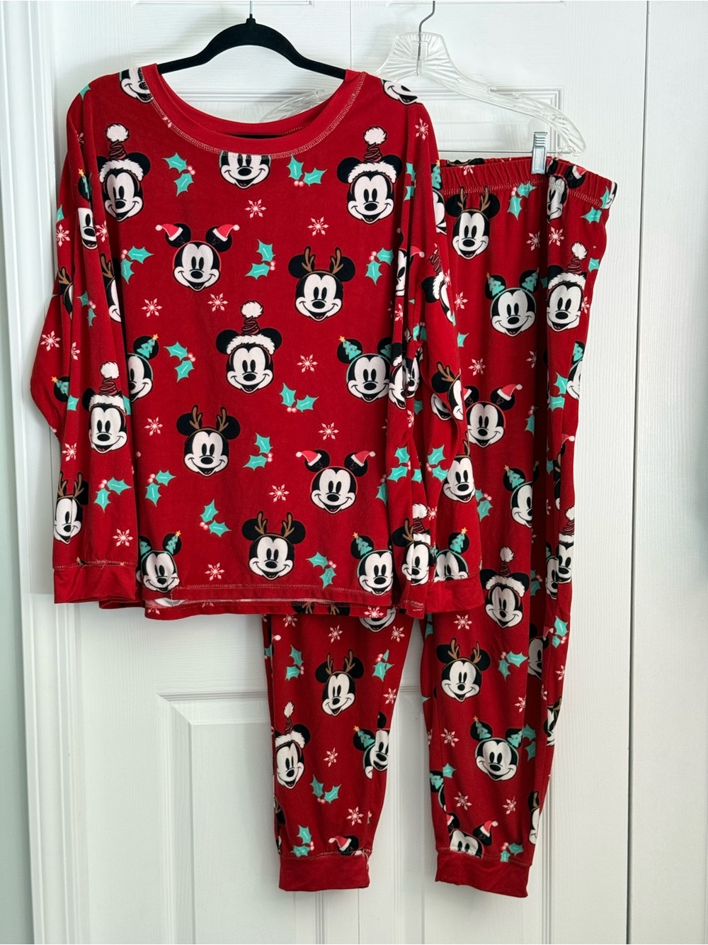Disney Mickey Mouse Holiday Fleece Pajamas Top & Pants Set 2X Christmas PJ